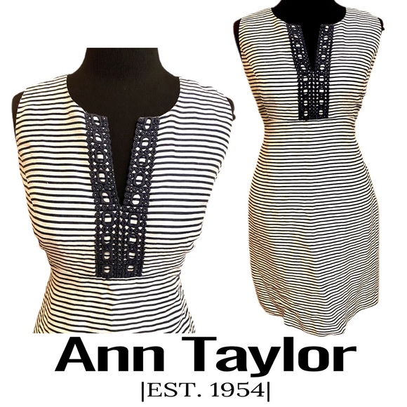 Ann Taylor Dresses & Skirts - Ann Taylor Blue Striped Linen Dress Women’s Size 2